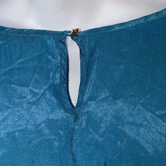 EDGE Turquoise, Cream and Orange Leopard Print Blouse-L - Picture 4 of 7